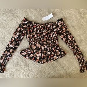 NWT Smocked off shoulder peasant top